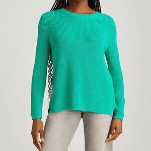 LOFT Kelly Green Fisherman Knit Cotton Blend Women’s Sweater Winter Spring M
